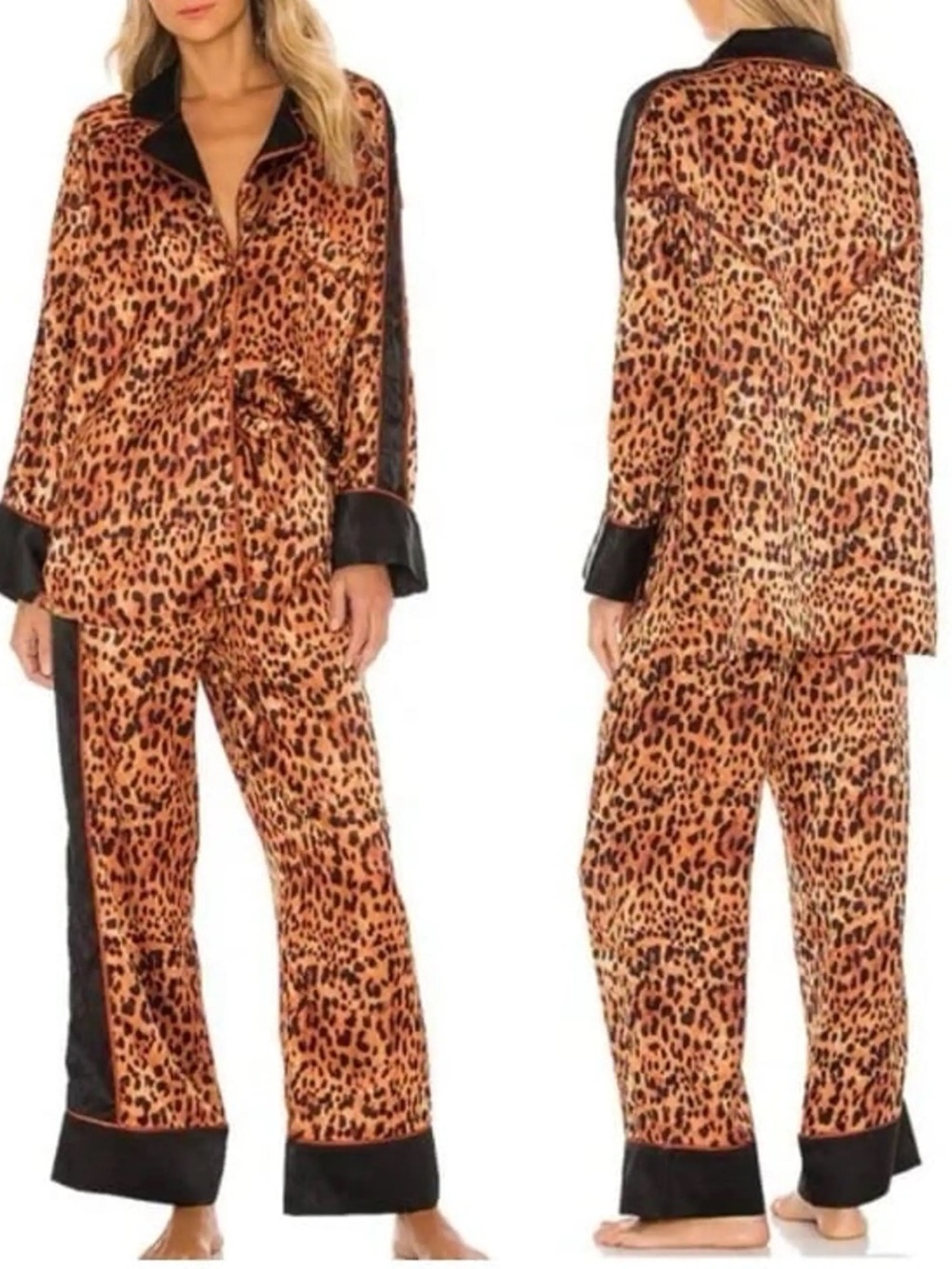 We Are Hah HAHT XXS satin pajama set in Lanka Leopard brown print